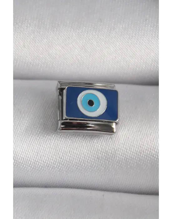 316L Çelik Gümüş Renk Nazar Boncuk Model Nomination Charm