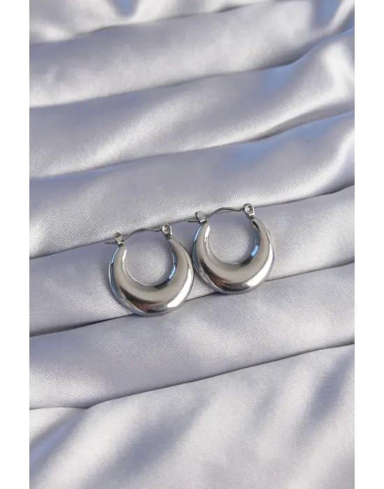   Gümüş Oval Ayna Model Küpe