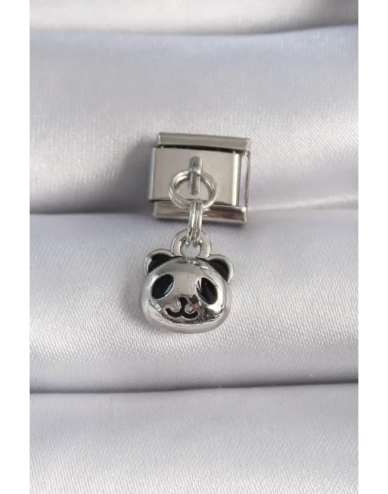 316L Çelik Gümüş Renk Panda Figür Nomination Charm