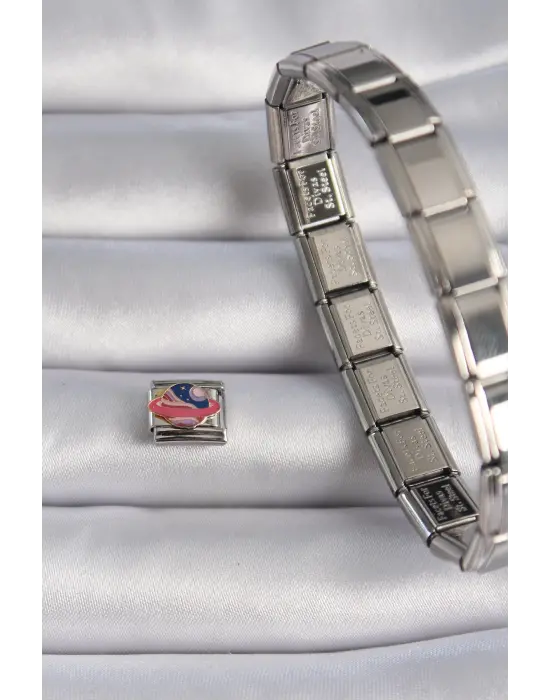 316L Çelik Gümüş Renk Renkli Satürn Gezegen İşleme Nomination Charm