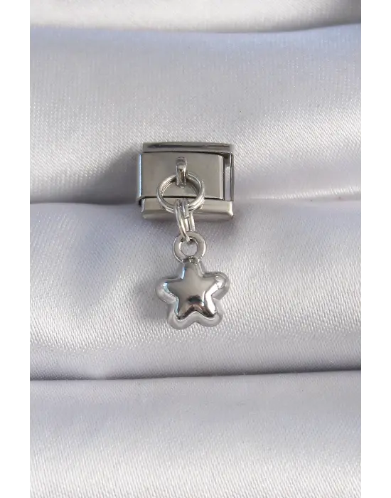 316L Çelik Gümüş Renk Sallantı 3D Yıldız Figür Nomination Charm