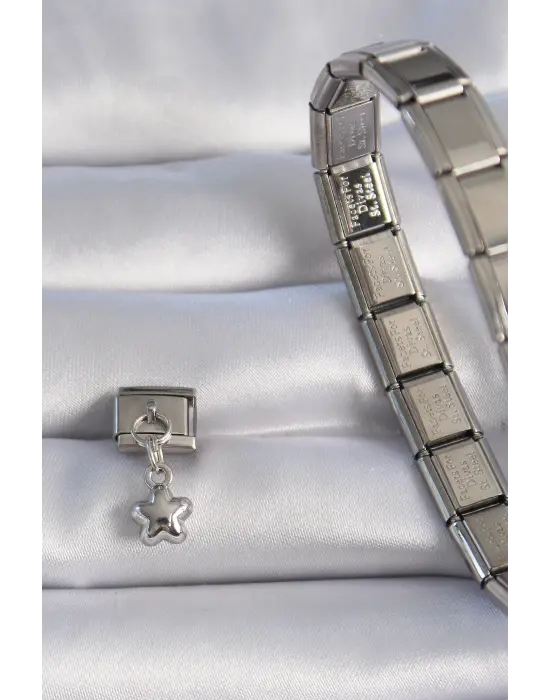 316L Çelik Gümüş Renk Sallantı 3D Yıldız Figür Nomination Charm