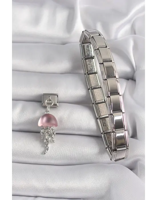 316L Çelik Gümüş Renk Sallantı Deniz Anası Model Nomination Charm