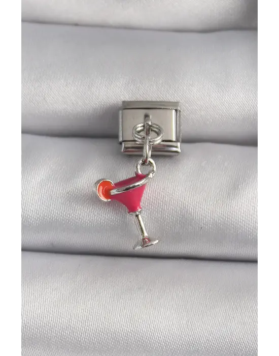 316L Çelik Gümüş Renk Sallantı Kokteyl Model Nomination Charm