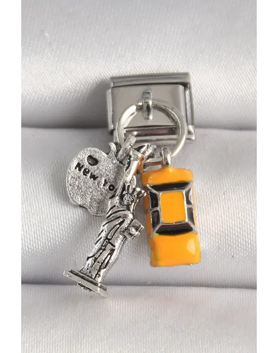 316L Çelik Gümüş Renk Sarı Taksi Özgürlük Heykeli Model Nomination Charm