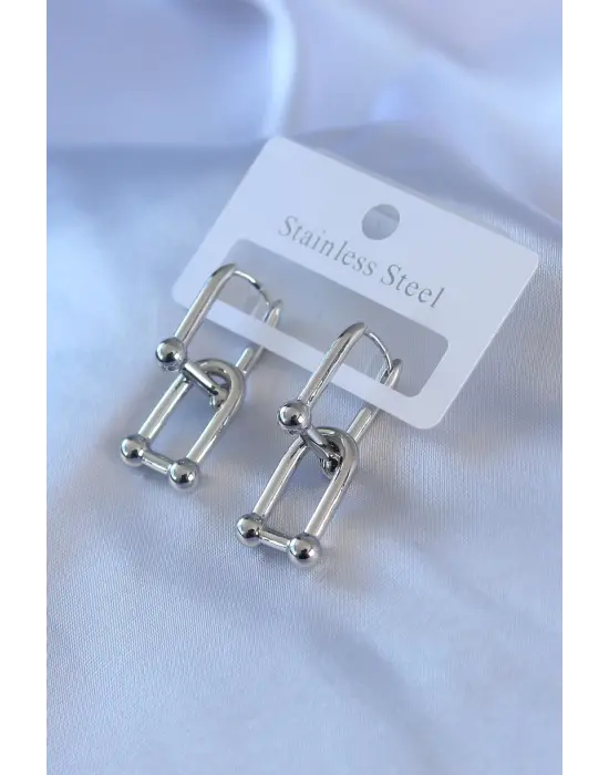 316L Çelik Gümüş Renk Tiffany Model Kadın Küpe