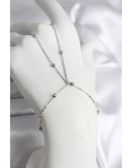 316L Çelik Gümüş Renk Topçuk Zincir Model Kadın Şahmeran