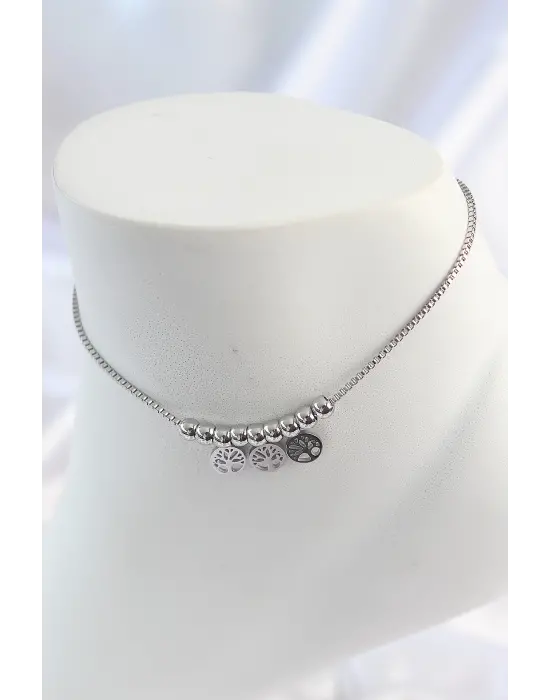 316L Çelik Gümüş Renk Yaşam Ağacı Model Kadın Halhal