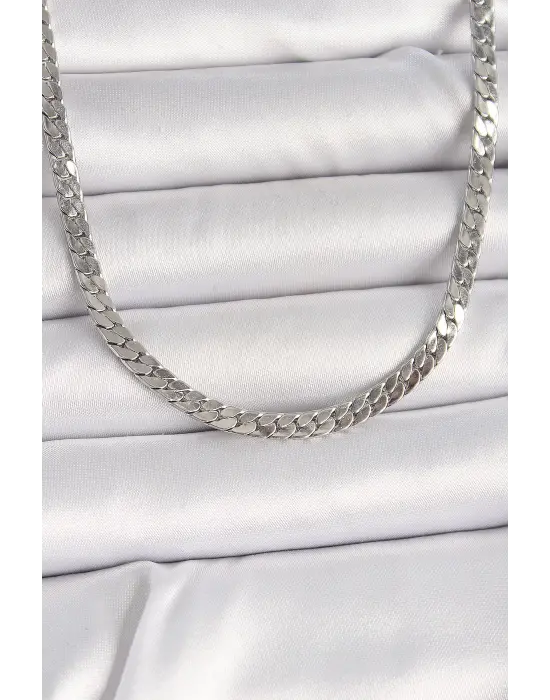 316L Çelik Gümüş Renk Yassı Zincir Model Erkek Kolye