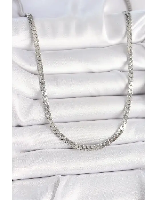 316L Çelik Gümüş Renk Yassı Zincir Model Erkek Kolye