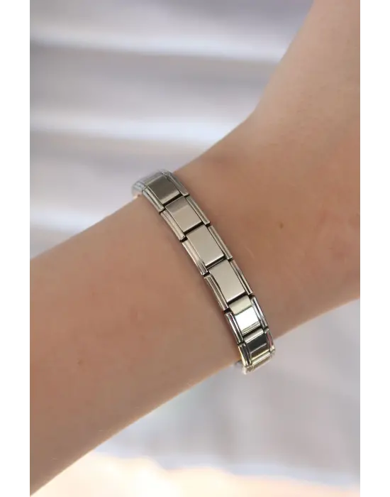 316L Çelik Gümüş Renk Yazısız Nominaition Model Kadın Bileklik