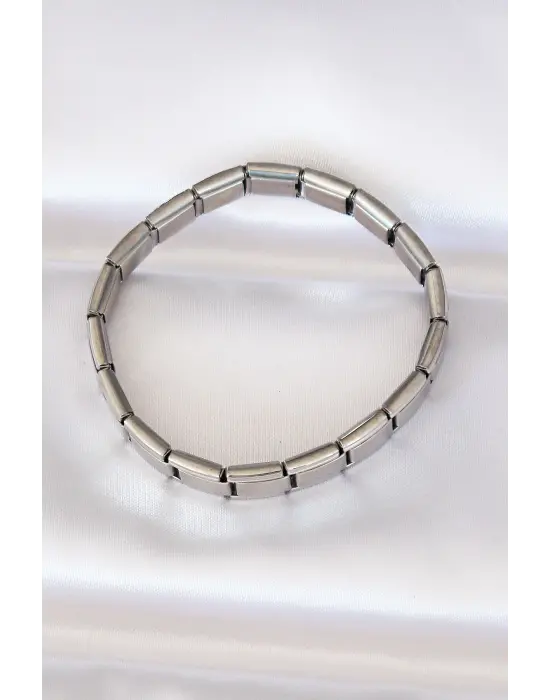 316L Çelik Gümüş Renk Yazısız Nominaition Model Kadın Bileklik