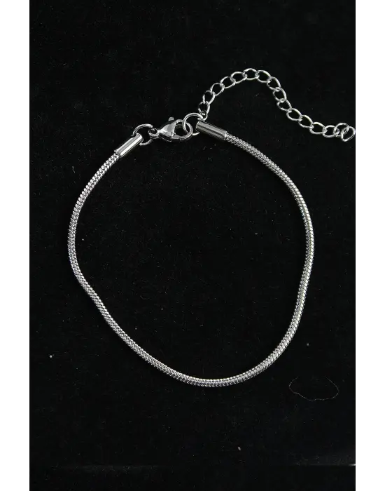 316L Çelik Gümüş Renk Yılan Zincir Erkek Bileklik