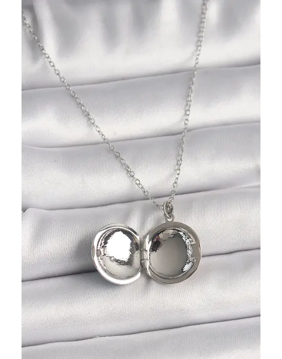  Gümüş  Zincir Açılır Dünya Model  Çelik Kolye