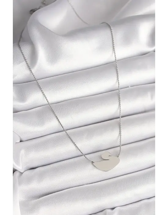  Gümüş  Zincir Kuğu Model  Çelik Kolye