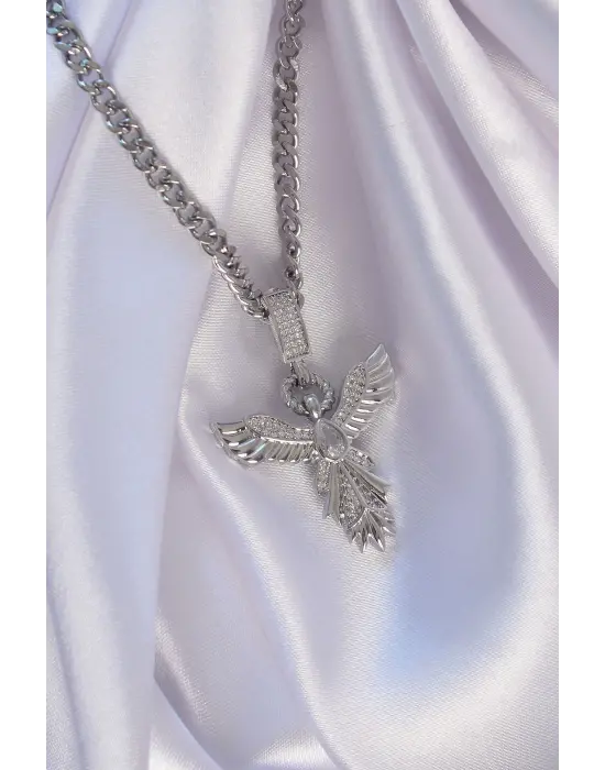  Gümüş  Zirkon Taşlı Anka Kuşu Model Çelik Kolye