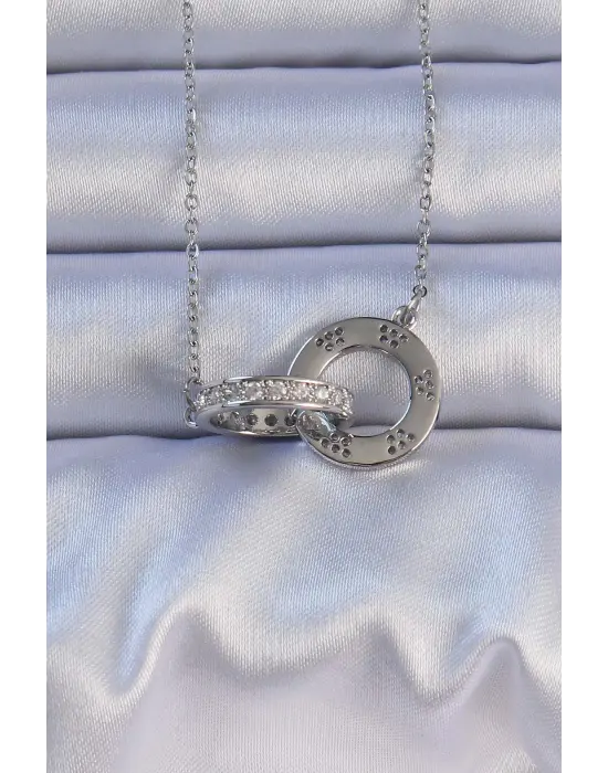  Gümüş  Zirkon Taşlı Cartier Çelik Kolye