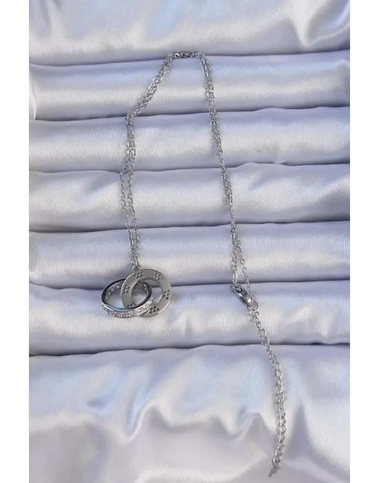  Gümüş  Zirkon Taşlı Cartier Çelik Kolye