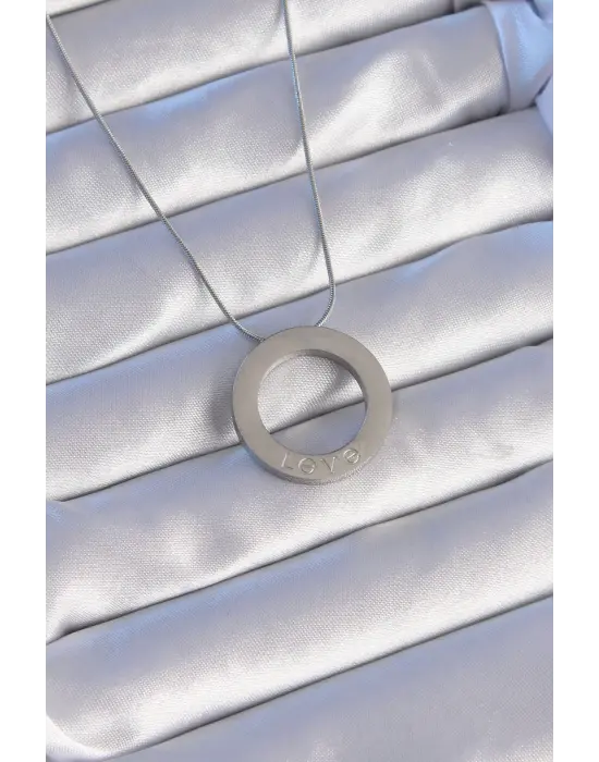  Gümüş  Zirkon Taşlı Model Çelik Kolye