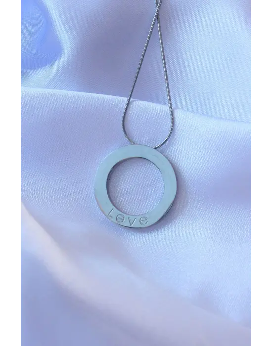  Gümüş  Zirkon Taşlı Model Çelik Kolye