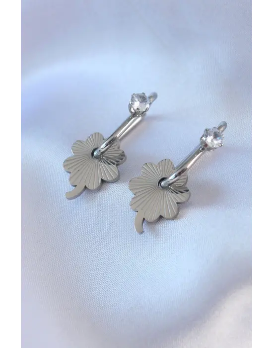   Gümüş Zirkon Taşlı Kadın Göçmen Küpesi