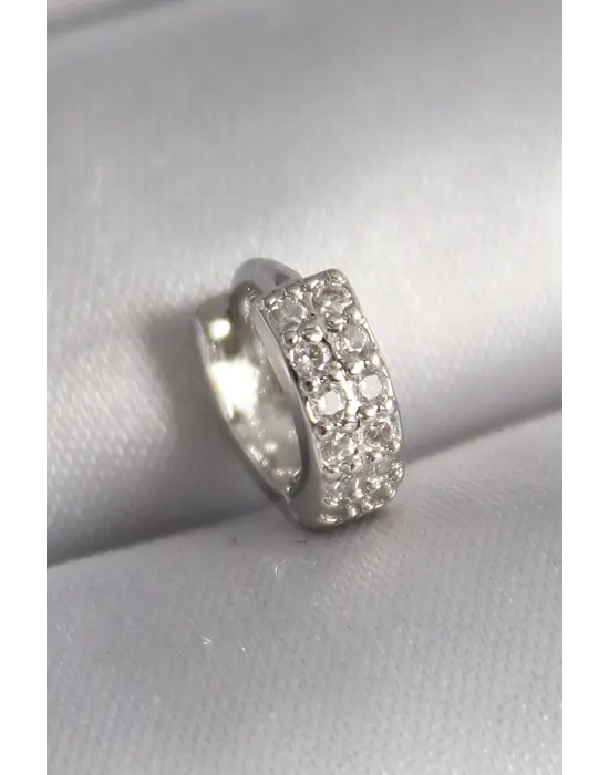316L Çelik Gümüş Renk Zirkon Taşlı Tragus Piercing