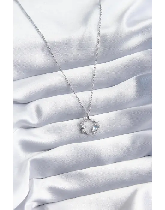  Gümüş  Zirkon Taşlı Yıldız Model  Çelik Kolye