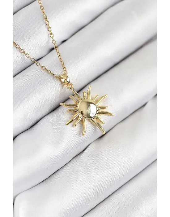 316L Çelik Güneş Model Gold Renk Kadın Kolye