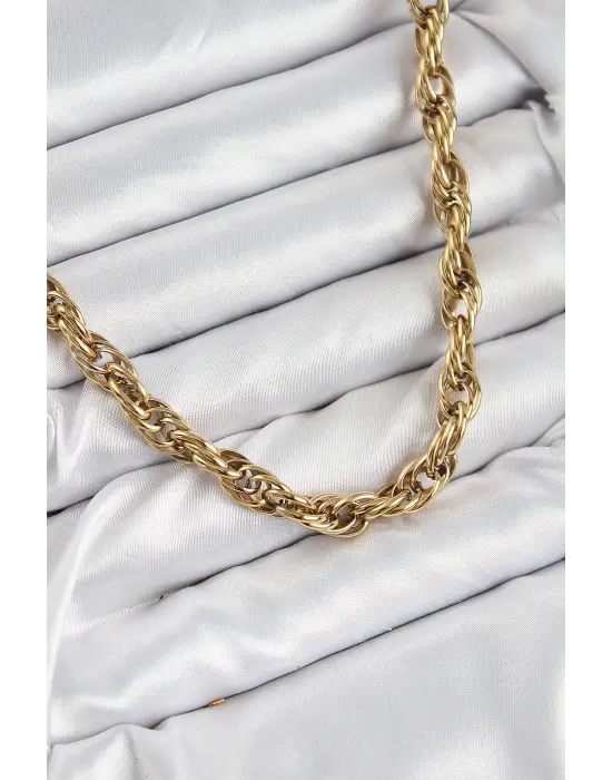 316L Çelik Halat Model Gold Renk Kadın Kolye