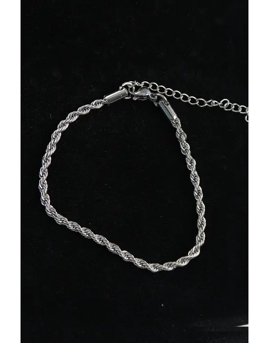 316L Çelik Halat Model Gümüş Renk Erkek Bileklik