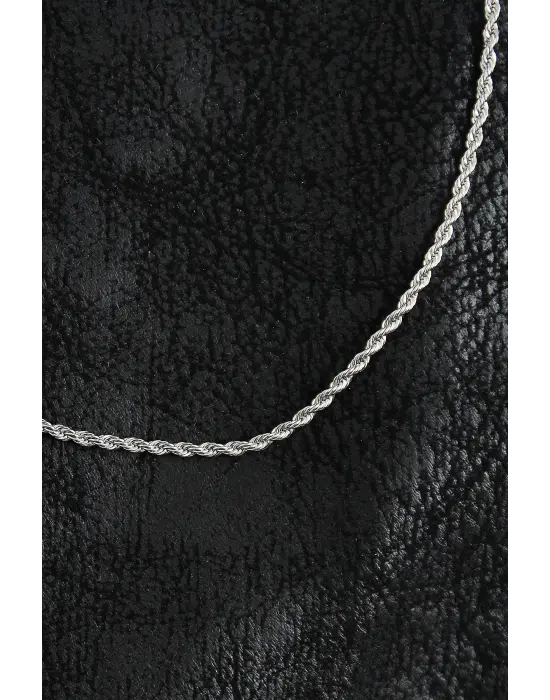 316L Çelik Halat Zincir Model Gümüş Renk Erkek Kolye