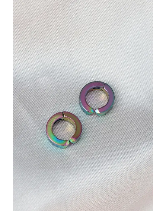   Hematit Renkli Halka Model Erkek Küpe