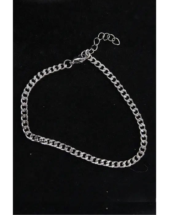 316L Çelik İnce Klasik Model Gümüş Renk Erkek Bileklik