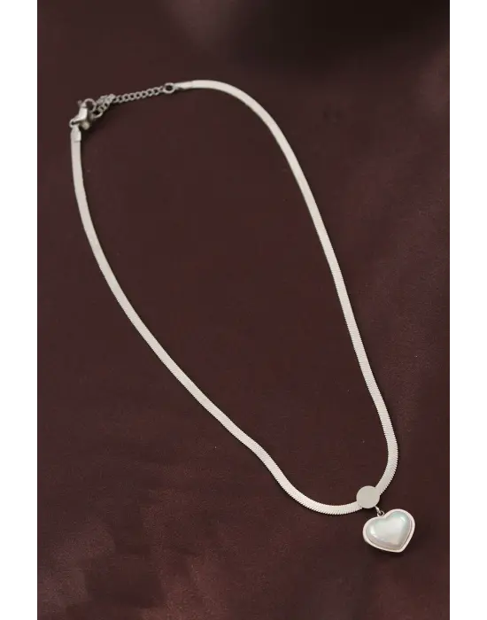  İtalyan Zincir Kalp Çelik Kolye