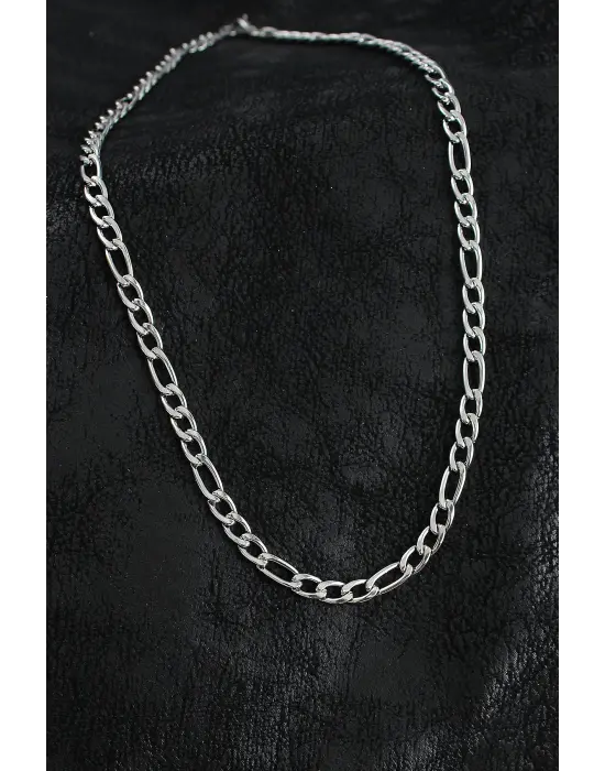 316L Çelik Kalın Figaro Zincir Model Gümüş Renk Erkek Kolye