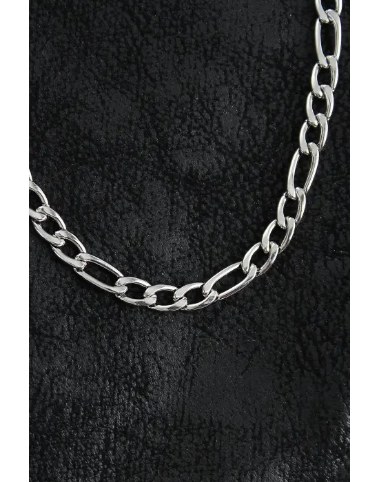 316L Çelik Kalın Figaro Zincir Model Gümüş Renk Erkek Kolye