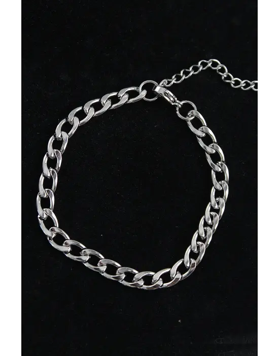 316L Çelik Kalın Klasik Model Gümüş Renk Erkek Bileklik