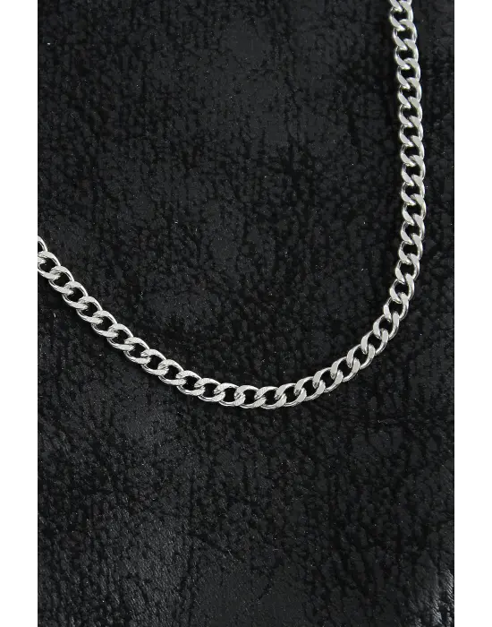 316L Çelik Kalın Zincir Model Gümüş Renk Erkek Kolye