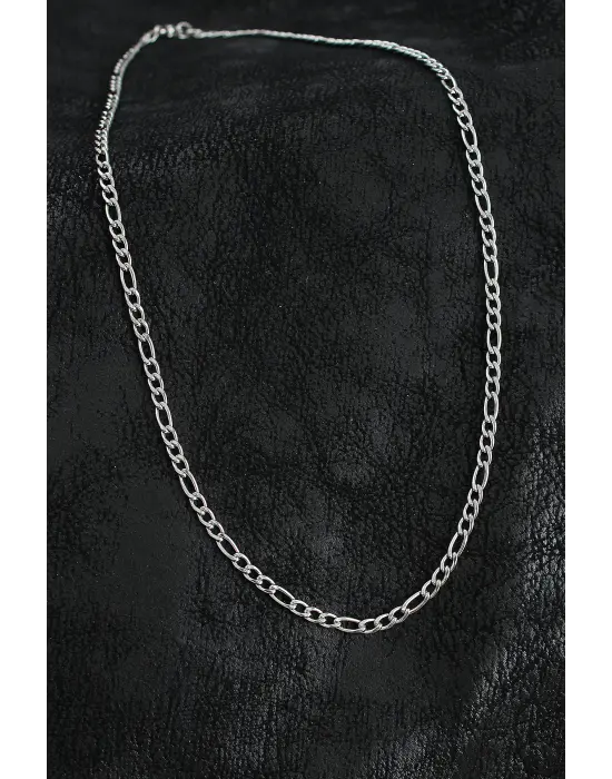 316L Çelik Klasik Figaro Zincir Model Gümüş Renk Erkek Kolye