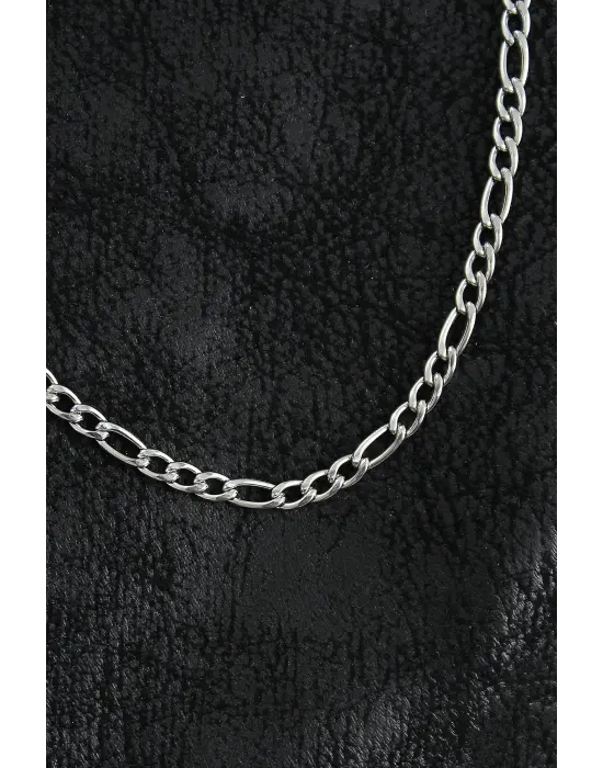 316L Çelik Klasik Figaro Zincir Model Gümüş Renk Erkek Kolye