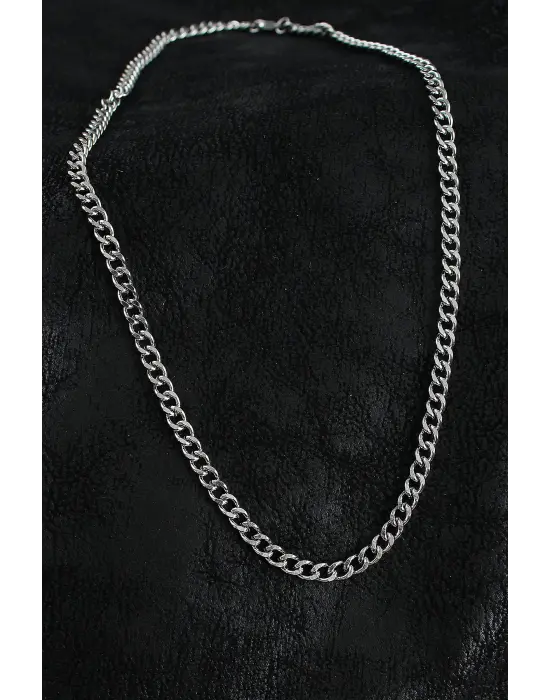 316L Çelik Klasik Zincir Model Gümüş Renk Erkek Kolye