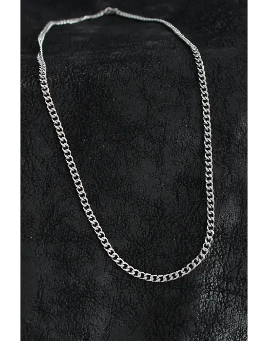 316L Çelik Klasik Zincir Model Gümüş Renk Erkek Kolye