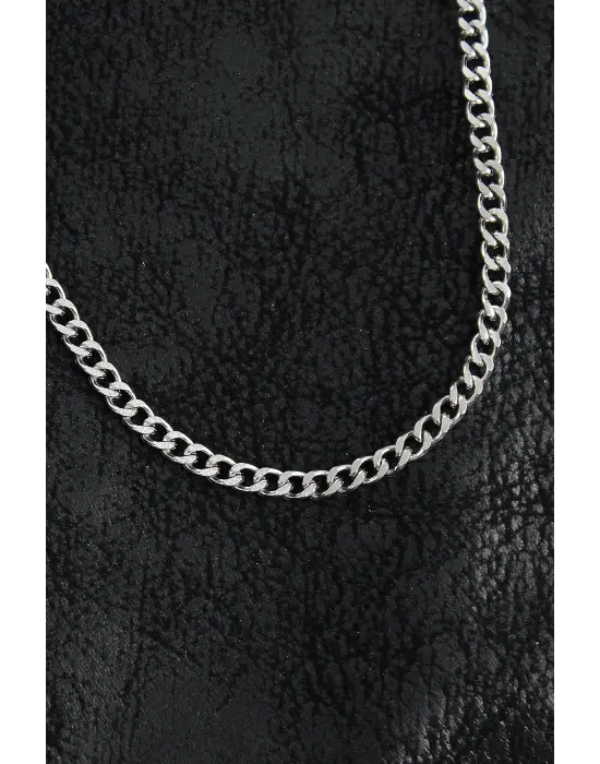 316L Çelik Klasik Zincir Model Gümüş Renk Erkek Kolye