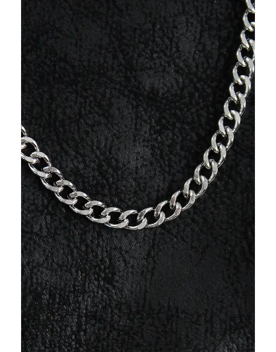 316L Çelik Klasik Zincir Model Gümüş Renk Erkek Kolye