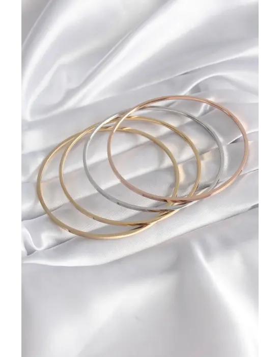 316L Çelik Mix Renk Ajda Model 4lü 65mm Çap Kadın Bilezik