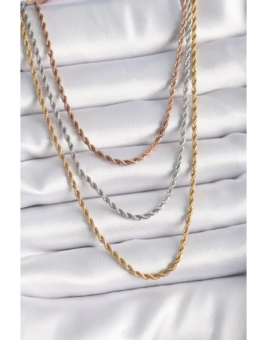  Mix  Burgu Zincir Model  Çelik Kolye