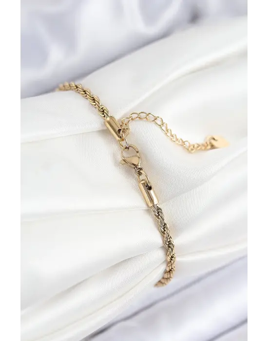 316L Çelik Nazar Boncuğu Detaylı Yaşam Çiçeği Model Gold Renk Kadın Bileklik