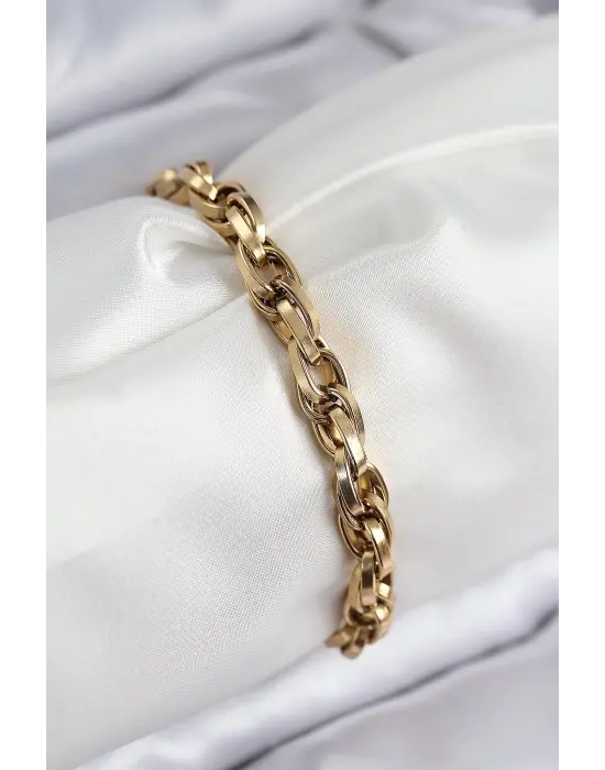 316L Çelik Örgü Model Gold Renk Kadın Bileklik