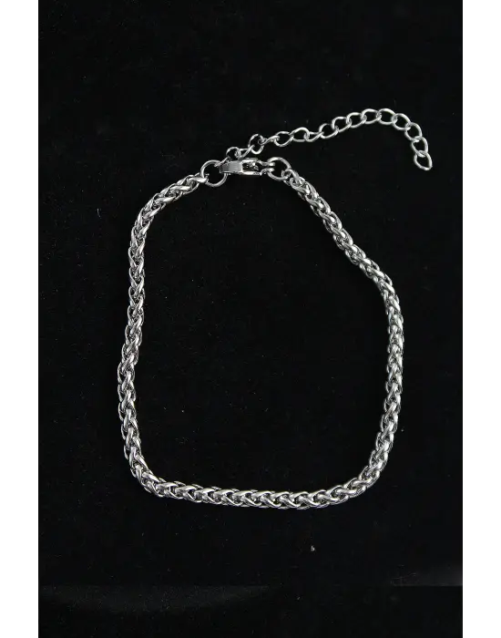 316L Çelik Örgü Model Gümüş Renk Erkek Bileklik