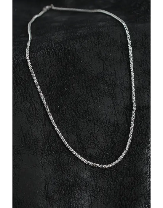 316L Çelik Örgü Zincir Model Gümüş Renk Erkek Kolye